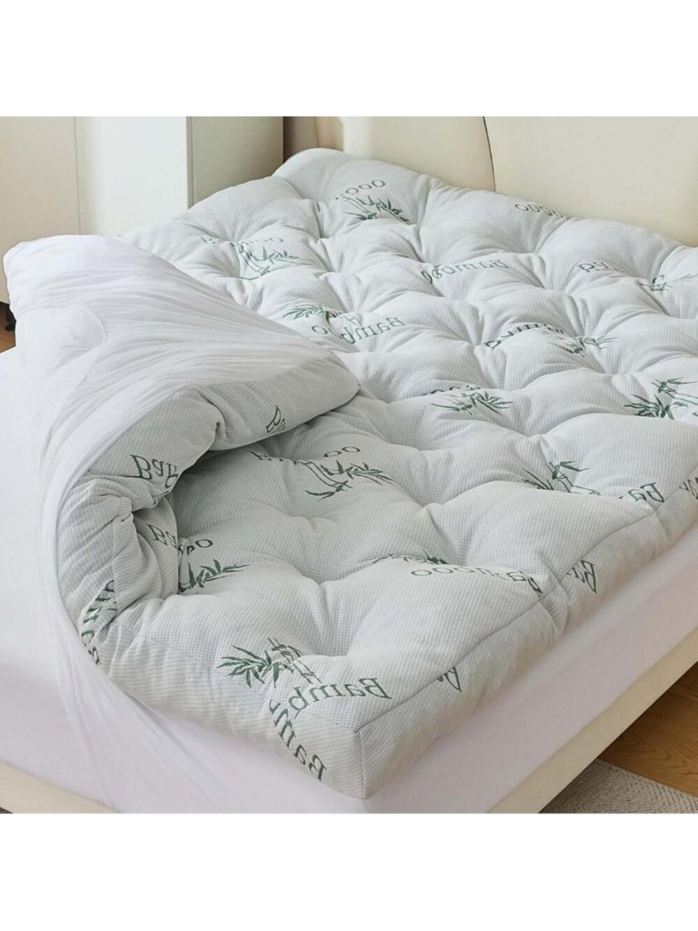 Whatsbedding Memory Foam Mattress Topper, 5 Inches Bamboo Viscose Fabric
